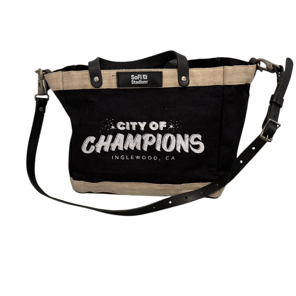 Apolis Black Crossbody Tote SoFi Stadium City of Champions Lunch Bag 11"x9.5"